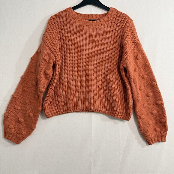 Moon & Madison Cropped Boxy Orange Sweater Women Size XS Acrylic - Picture 1 of 7